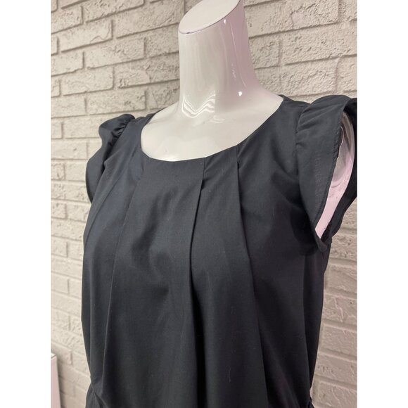 Couture Brooch Women Black Pleated Cinch Waist Dress Size 38 (M) - Picture 6 of 12